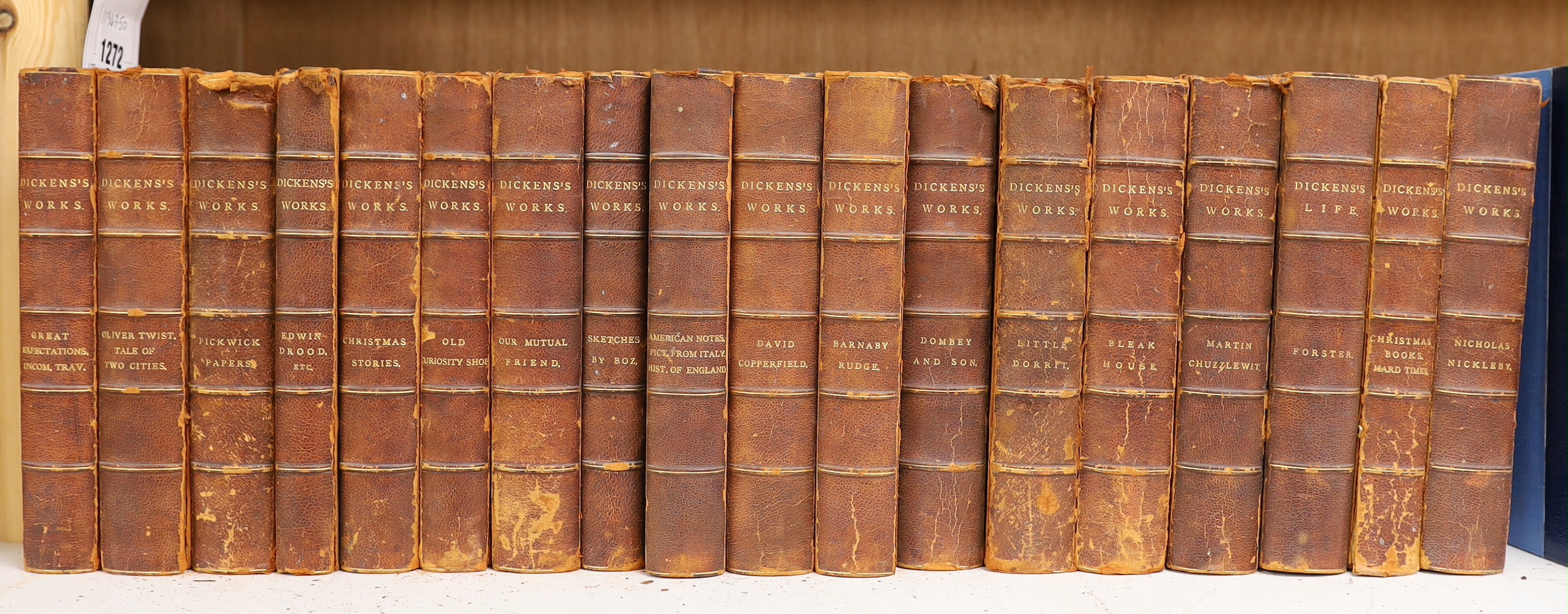 Dickens, Charles - The Works, 18 vols, 8vo, half red morocco, Chapman Hall, London, nd.